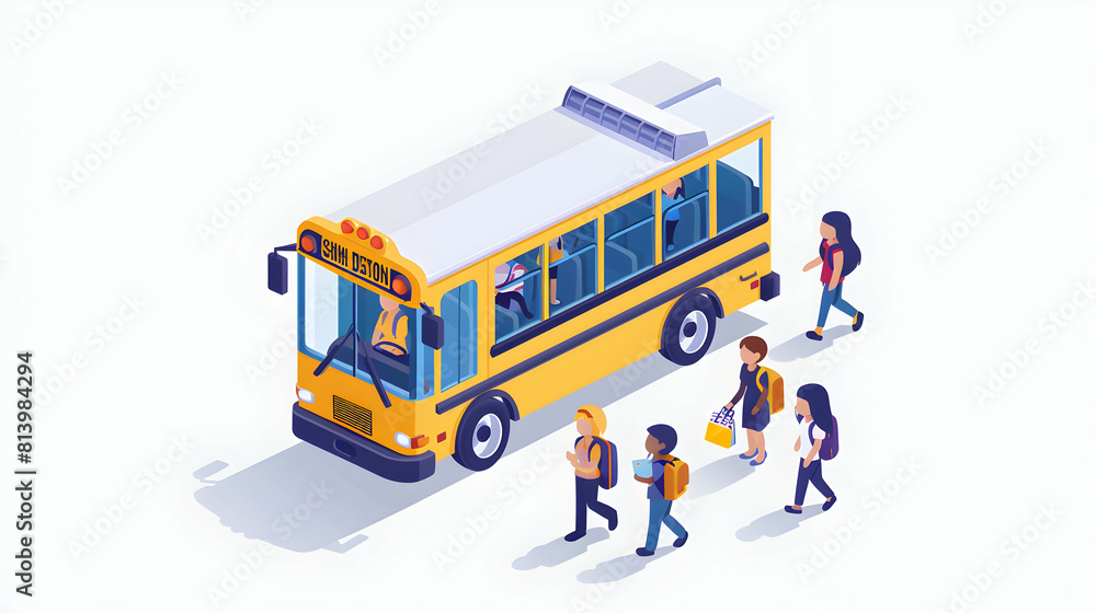 School Bus Driver on Duty: Ensuring Safe Passage with a Warm Smile   Flat Design Icon Concept Depicting a Dedicated Professional at Work