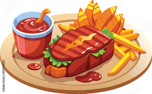 beef steak vector flat illustration
