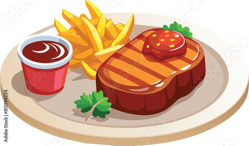 beef steak vector flat illustration