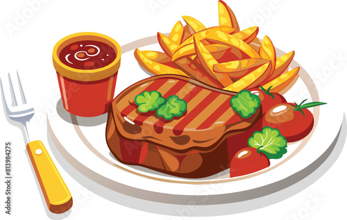 beef steak vector flat illustration