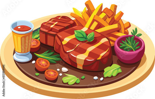 beef steak vector flat illustration