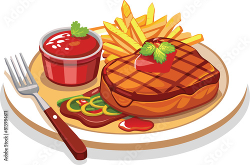 beef steak vector flat illustration