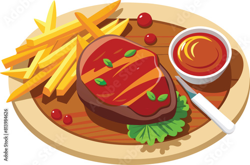 beef steak vector flat illustration