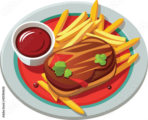 beef steak vector flat illustration