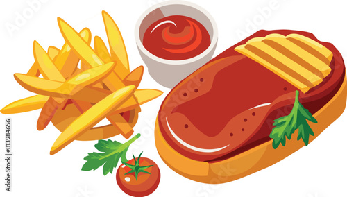 beef steak vector flat illustration