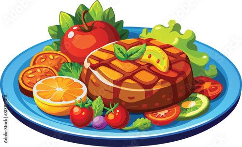 beef steak vector flat illustration