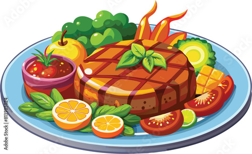 beef steak vector flat illustration