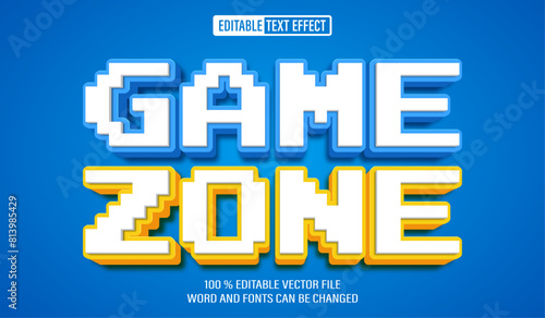 Editable 3d text style effect - Game Zone Pixel text effect Template