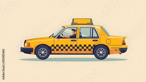 Taxi Driver Sharing Stories: A seasoned cabbie enriches passengers rides with intriguing tales from years on the road Simple flat design icon concept