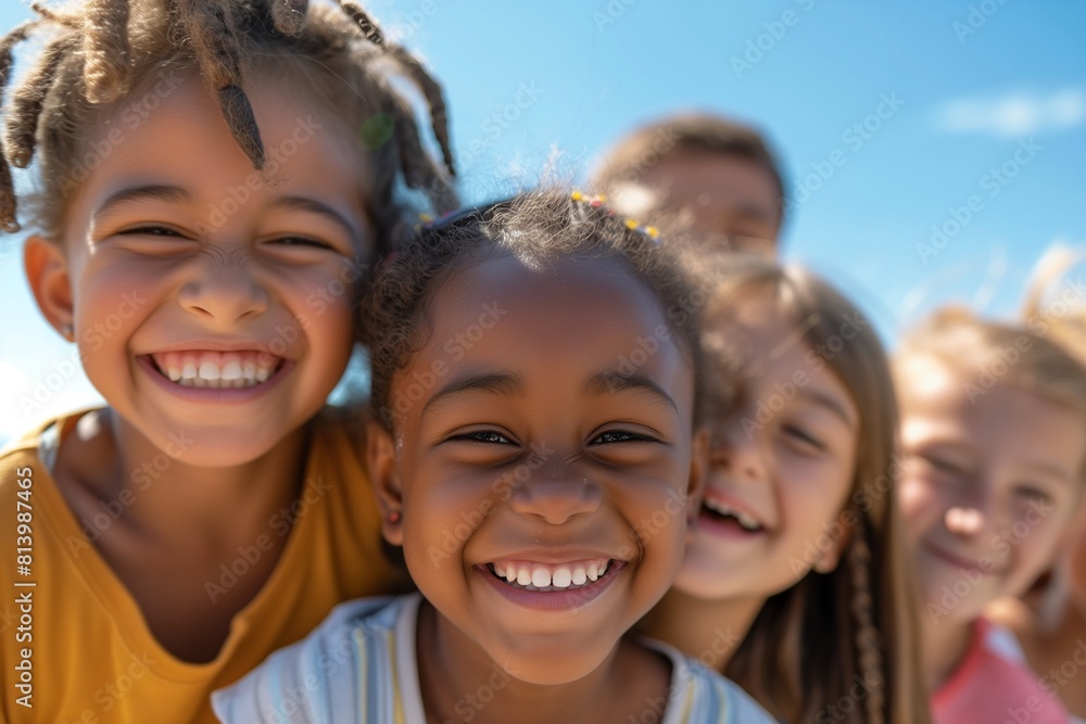Joyful Children Laughing Together Outdoors Joyful Children Laughing Together Outdoors