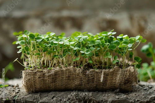 Sprouting Microgreens in Organic Burlap Planter