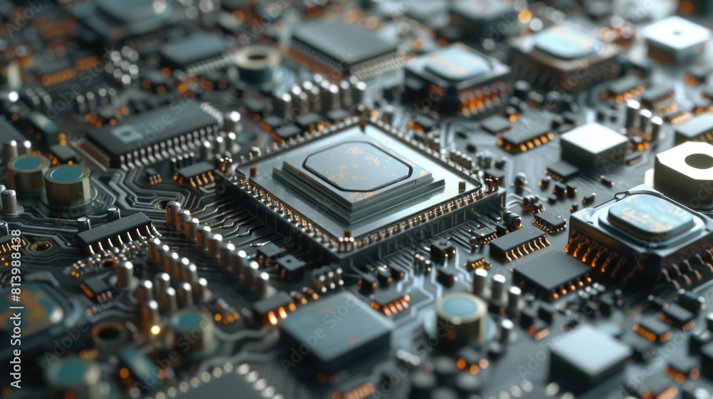 Detailed view of a computer motherboard. Ideal for technology concepts Detailed view of a computer motherboard. Ideal for technology concepts