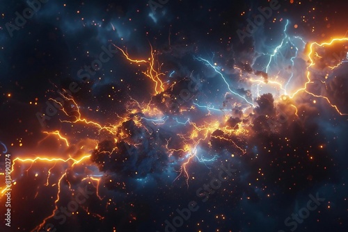Crackling Power: Lightning Bolt in the Dark Sky