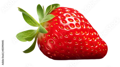 Strawberry is isolated on a transparent background, without shade. Healthy fresh fruits and berries, raw red strawberries / A strawberry with Transparent background.
