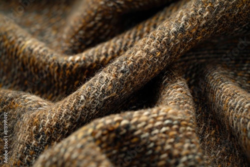 A detailed view of a brown and black blanket, perfect for cozy home decor projects