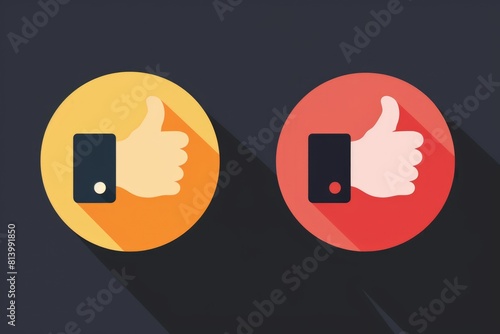 Illustration of two thumbs up and a thumb down, suitable for feedback concepts photo