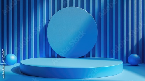 A blue circular object on a blue surface, suitable for various design projects