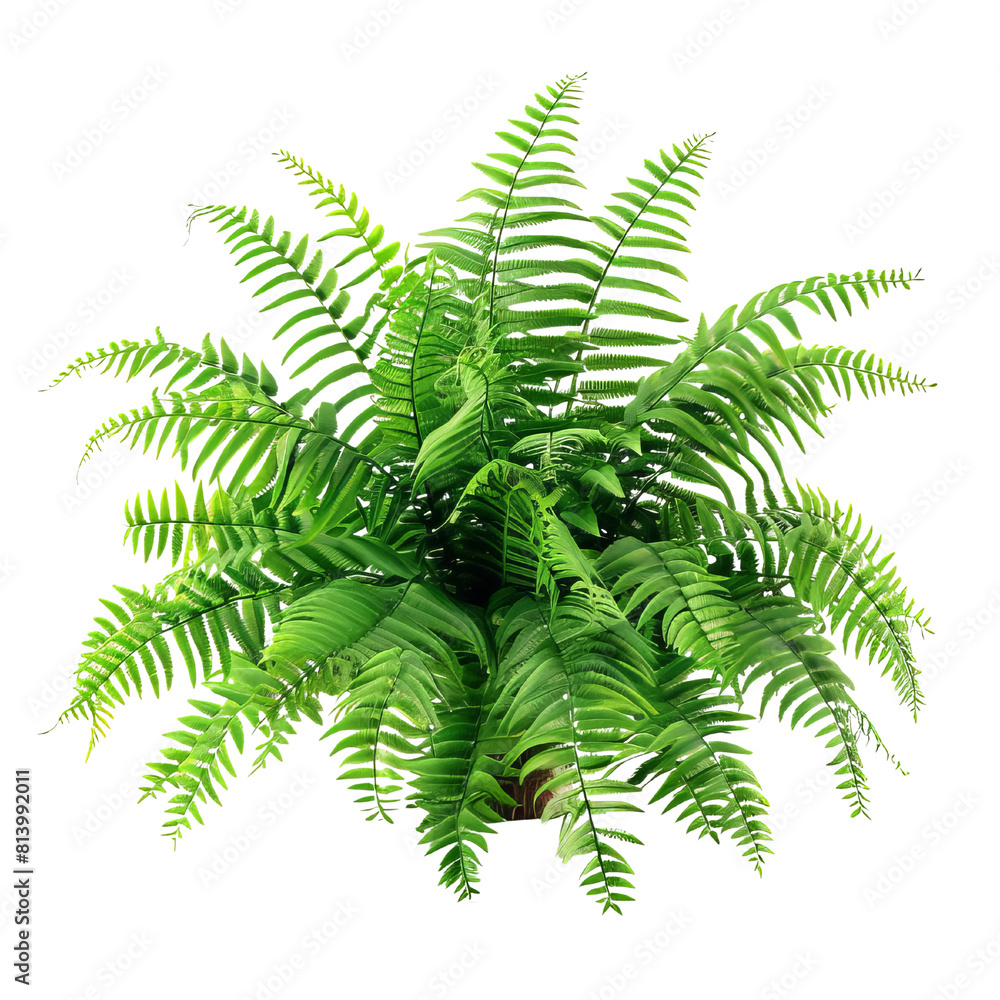 The image shows a green fern plant on a transparent background. The image shows a green fern plant on a transparent background.
