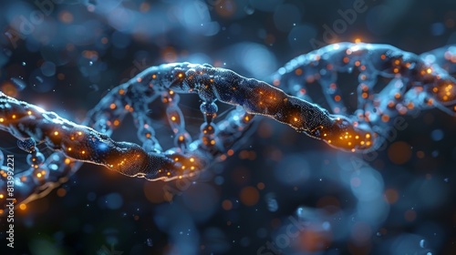 Digital representation of DNA structure in blue tones © cac_tus