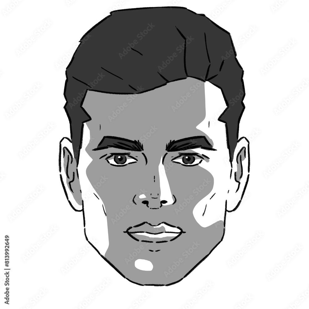 cara hombre frente varonil estilo de barba sin fondo escala de grises cara hombre frente varonil estilo de barba sin fondo escala de grises