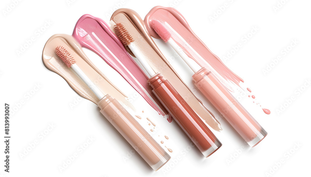 lip gloss texture composition isolated on white background. Cosmetic product smear smudge swatch lip gloss texture composition isolated on white background. Cosmetic product smear smudge swatch
