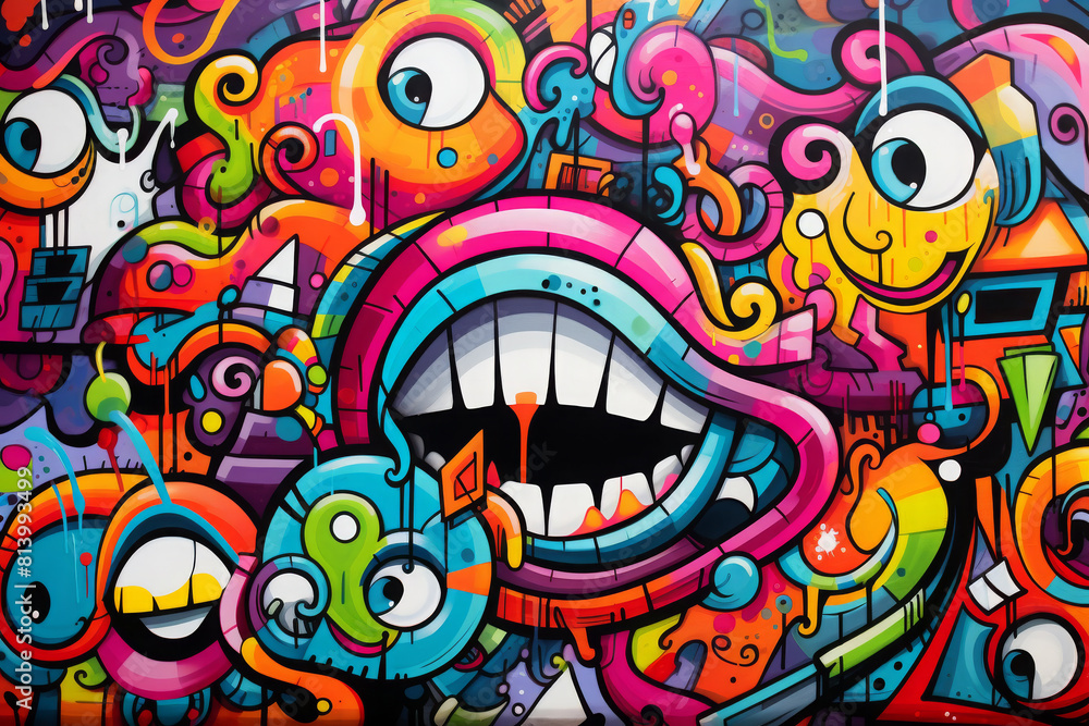 Obraz premium colorful graffiti art design bright background 