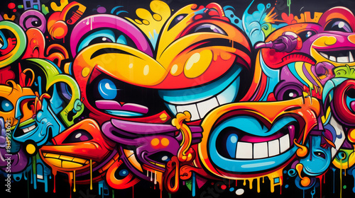 colorful graffiti art design bright background  