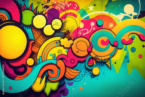 colorful graffiti art design bright background