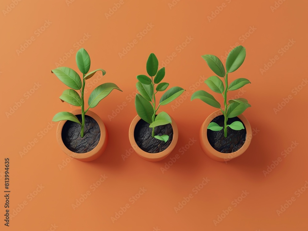 Stem flat design top view growth theme 3D render Analogous Color Scheme Stem flat design top view growth theme 3D render Analogous Color Scheme