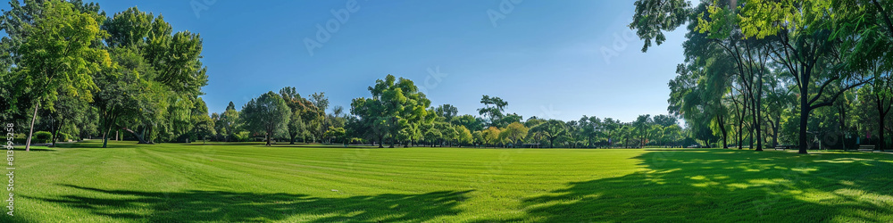Obraz premium lush low grass park under a clear sky