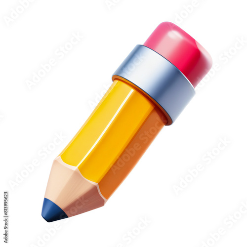 3d simple pencil icon. cartoon style