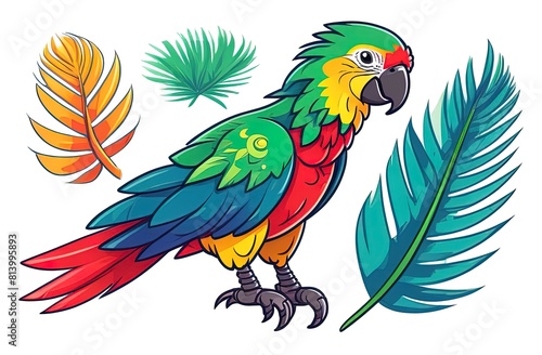 Wallpaper Mural adult parrot of red-and-green macaw Ara (Ara chloropterus) cartoon bird design flat illustration isolated on white background Torontodigital.ca