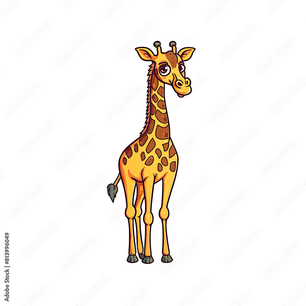 Obraz premium A Cute Giraffe Cartoon, Cartoon Illustration