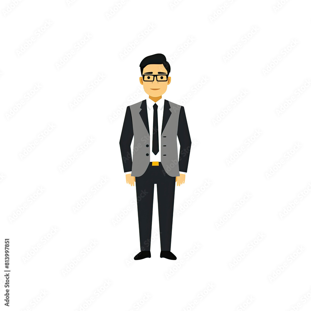 A Businessman Is Portrayed On A Card, Cartoon Illustration A Businessman Is Portrayed On A Card, Cartoon Illustration