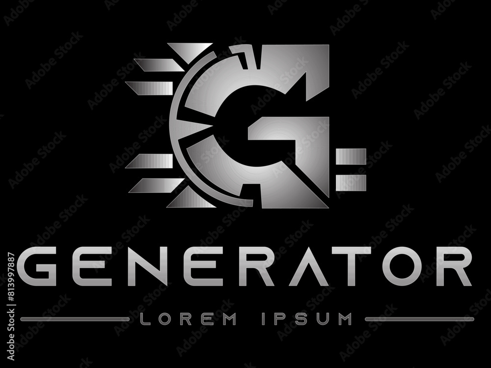 Obraz premium Web letter G in generator technology logo