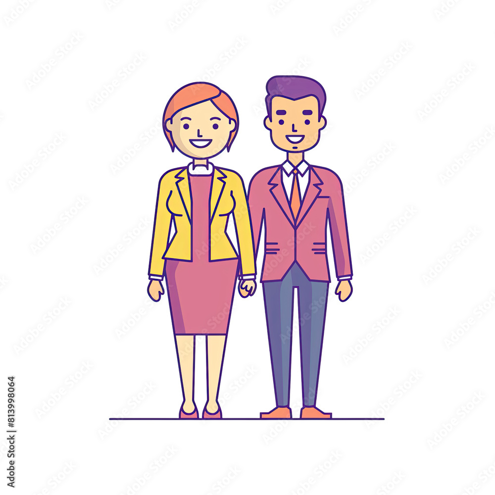 A Business Couple Is Illustrated, Cartoon Illustration A Business Couple Is Illustrated, Cartoon Illustration