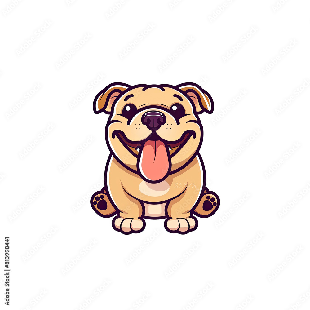A Cartoon Bulldog Sticking Out Its Tongue, Cartoon Illustration A Cartoon Bulldog Sticking Out Its Tongue, Cartoon Illustration