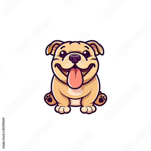 A Cartoon Bulldog Sticking Out Its Tongue, Cartoon Illustration
