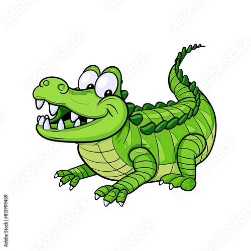 A Cartoon Green Crocodile  Cartoon Illustration