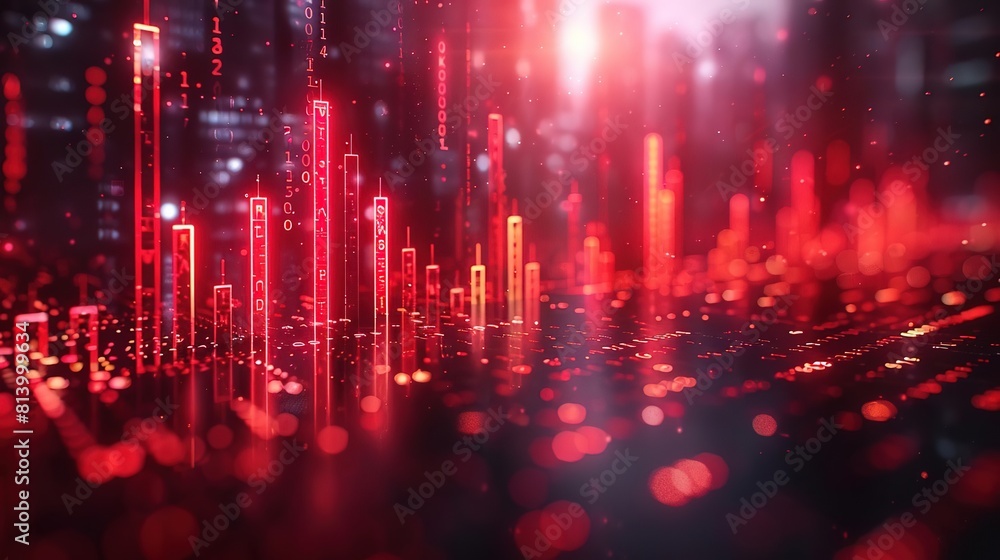 A glowing red city. The lights of the city are reflected in the water. A glowing red city. The lights of the city are reflected in the water.