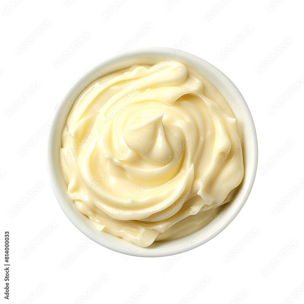 Mayonnaise in a bowl isolated on white background, png file Mayonnaise in a bowl isolated on white background, png file