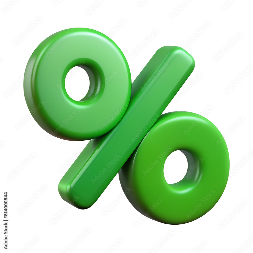 Green 3d sign percent discount on isolated background Green 3d sign percent discount on isolated background