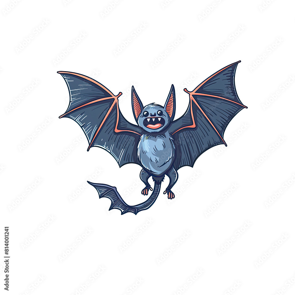 A Cheerful Cartoon Depicting A Bat Happily, Cartoon Illustration A Cheerful Cartoon Depicting A Bat Happily, Cartoon Illustration