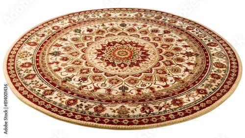 Traditional round carpet on white background