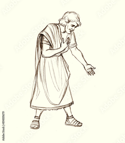 Foto Adult man respect someone with bowing