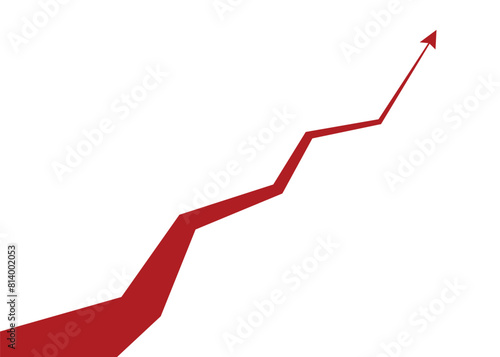 big red business arrow graph going upstarting from the bottom with a big foundation, going up to the top getting smaller and lighter