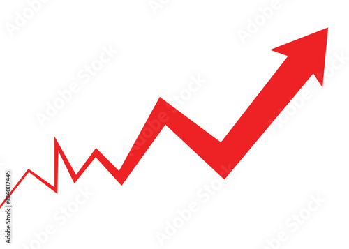 big business arrow graph going up start from thin line become bold arrow line