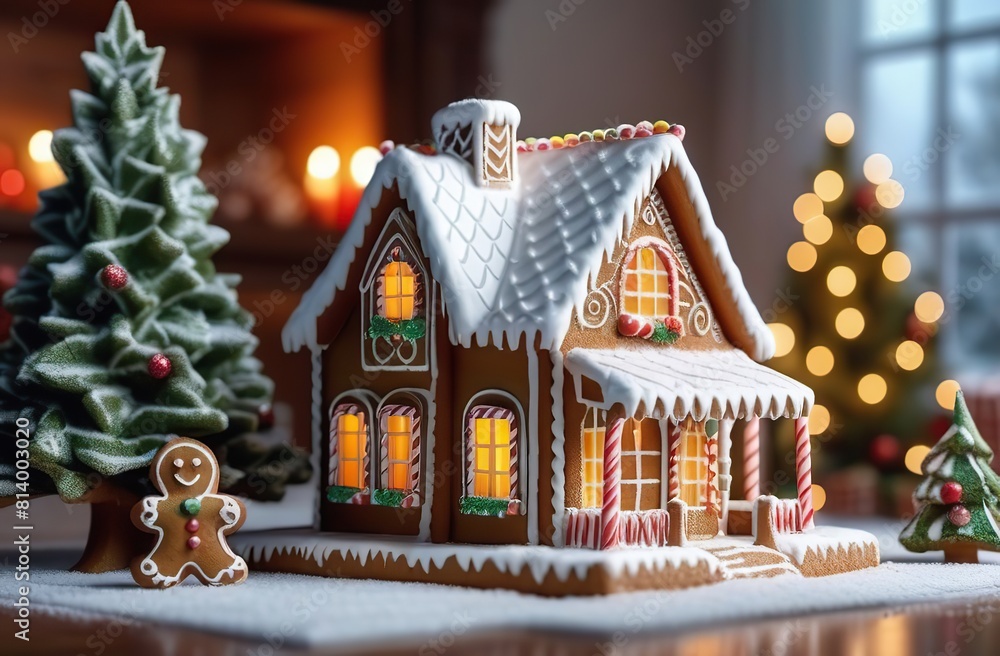 Gingerbread house and trees Gingerbread house and trees