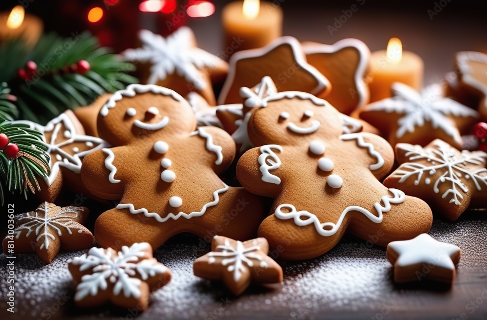 Christmas food background with gingerbread cookies Christmas food background with gingerbread cookies