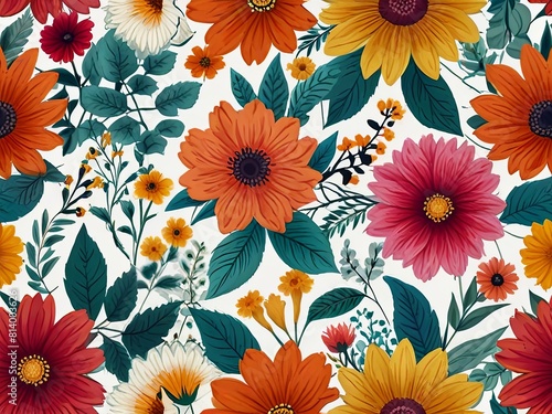 seamless pattern with flowers generative AI 